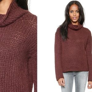 Nili Lotan Chunky Hand Knit Oversized Alpaca Turtleneck Sweater